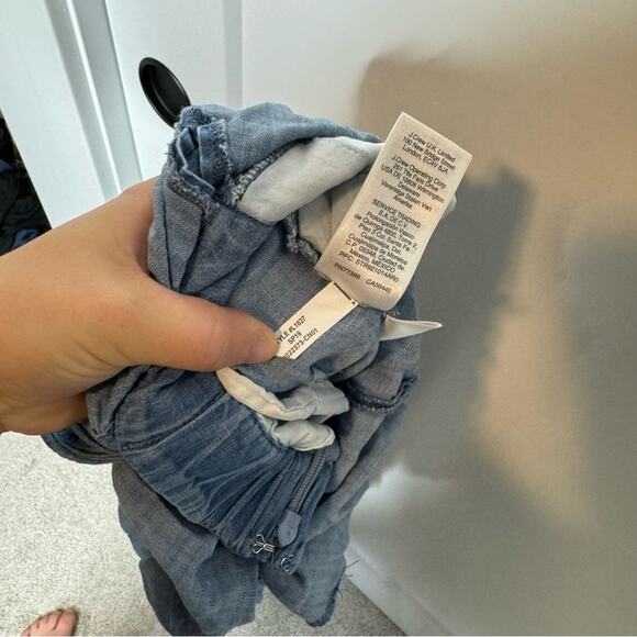 J. Crew Wrap Around Waist Tie V-neck Chambray Blue Jumpsuit Size 0 - Picture 8 of 8